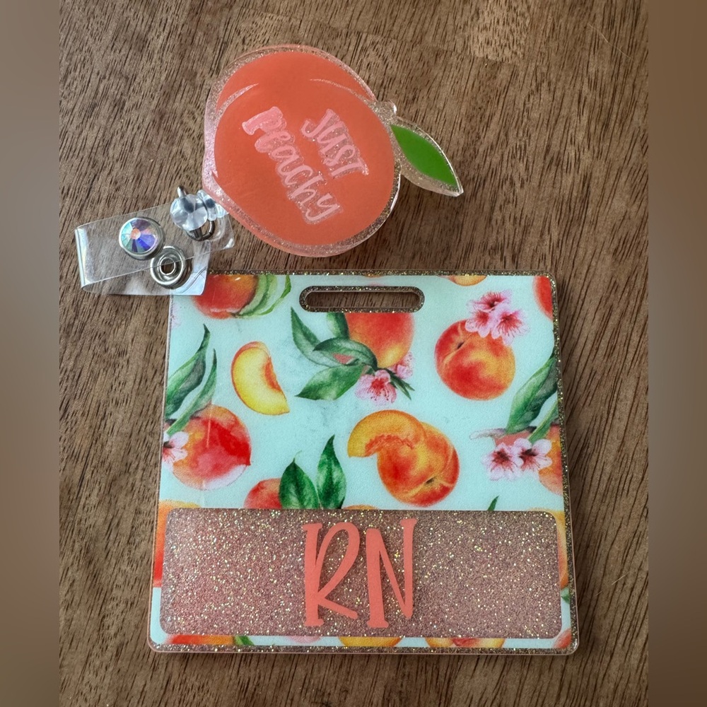 Just Peachy RN Badge Reel and ID Holder